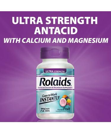 Rolaids Antacid Calcium & Magnesium Supplement Ultra Strength Tablets Fruit 72 ea (Pack of 4) - Buy Online on GoSupps.com