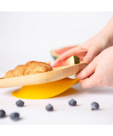 Children's Bamboo Segmented Dinner Plate with Suction Cup - Yellow - Buy Online on GoSupps.com