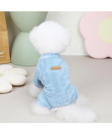 Izefia Winter Dog Sweater | Fleece & Wool Pajama | Blue 4-Leg Overall for Small to Medium Dogs & Cats (35 cm Back Length) - Buy Online on GoSupps.com