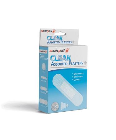 Masterplast 100 Clear Assorted Plasters Waterproof 100 Count (Pack of 1)