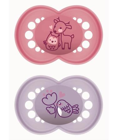 MAM Original Pure S314 Pacifier with Natural Latex Teat for Babies 6+ Months Pink 2 Pack Pink 6+ Meses