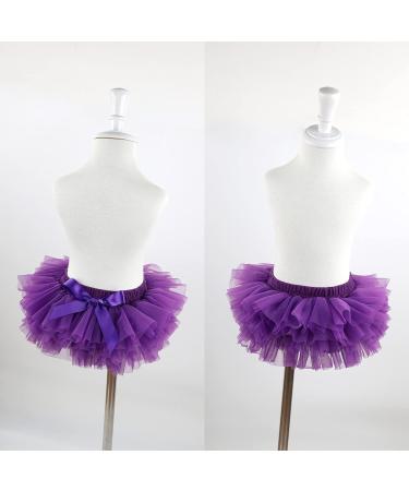 Hoolchean Baby Girls Super Soft Fluffy Tutu Skirt with Diaper Cover Bloomer - Purple (1-2 Years) - Buy Online on GoSupps.com