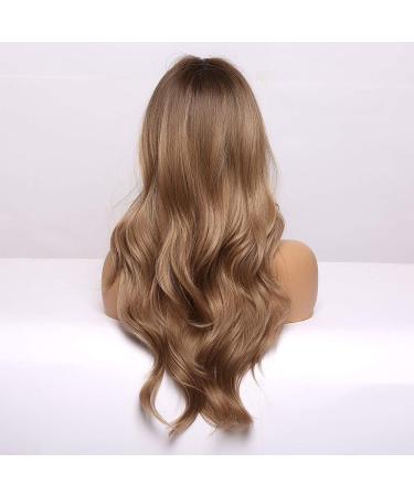 Premium Long Wavy Ombre Dark Blonde Wigs with Ponytail | Heat-Resistant Synthetic Women s Wigs for Everyday Party & Cosplay - Buy Online on GoSupps.com