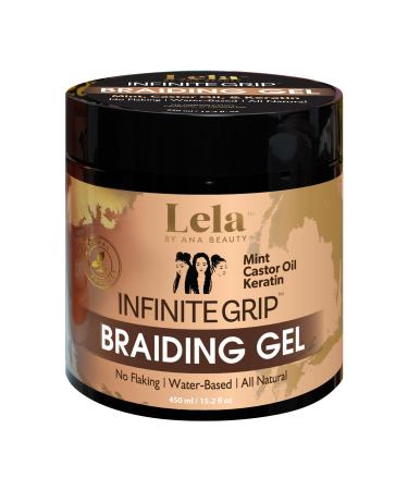 Lela Beauty Infinite Grip Braiding Gel - Professional Quality Gel - Strong Hold & High Shine Anti-Frizz Control for Smooth Braids Locs and Twists Water-Based 450mL/15.2 fl oz