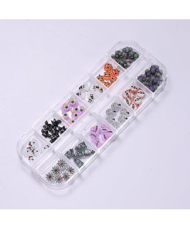 12 Grid Halloween Nail Charms - Rhinestones Spider & Pumpkin Nail Art Supplies for DIY Decor - Buy Online on GoSupps.com