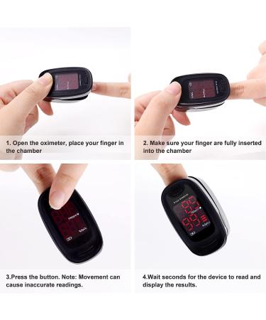 CONTEC CMS50M Pulse Oximeter - Fingertip Blood Oxygen Monitor with LED Display - Black - Buy Online on GoSupps.com