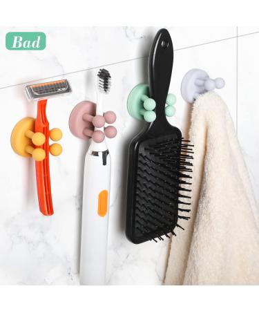 4-Pack Adhesive Hooks - Silicone Toothbrush Holder Key Hook Cable Organizer & Razor Bracket for Bathroom & Kitchen - 4 Colors - Buy Online on GoSupps.com
