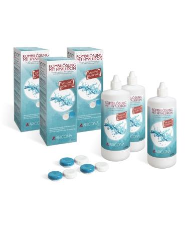 Aricona contact lenses fluidy - 3 x 360ml all -in -one combination solution with hyaluron - contact lens fluid for soft lentils including containers 360 ml (3 -pack)