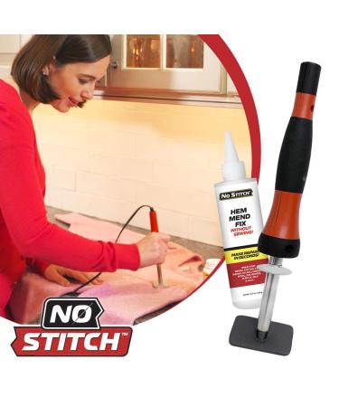 No Stitch Instant Mend Stitchless Repair Kit - Fabric Adhesive for Torn Clothing - 3.5 Oz Glue Bottle - Includes Pressing Iron - As Seen On TV - Buy Online on GoSupps.com