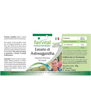 Fairvital | Ashwagandha 500mg - extra strong - Indian Ginseng - VEGAN - 60 capsules - Ashwagandha extract standardized to 5% withanolides - Buy Online on GoSupps.com