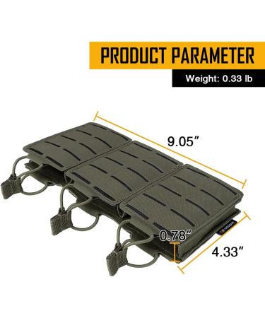 Idogear Molle Magazine Bag | Triple Tactical Magazine Pockets for M4 M14 M16 AR-15 5.56mm - Ranger Green - Buy Online on GoSupps.com
