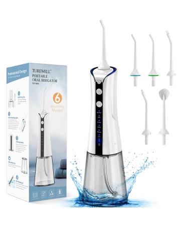 TUREWELL Cordless Water Flosser for Teeth with DIY Modes, Rechargeable and Portable Dental Oral Irrigator,300ML Water Tank with IPX7 Waterproof for Home Travel Beige