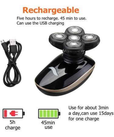 5 in 1 Rechargeable Electric Head Shaver for Bald Men - Ultimate Grooming Kit with Floating Heads Hair Clipper Nose & Ear Trimmer and Facial Brush - Buy Online on GoSupps.com