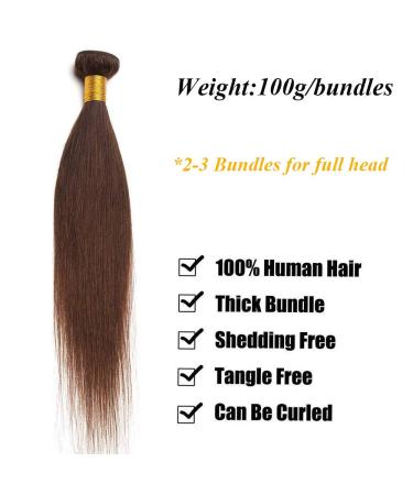 SEGO 24-Inch Brazilian Human Hair Bundles - 100% Unprocessed Virgin Straight Extensions | Dark Brown Weave (60cm 100g) - Buy Online on GoSupps.com