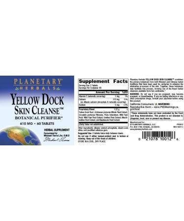 Planetary Herbals Yellow Dock Skin Cleanse 60 Tablets 60 Count - Buy Online on GoSupps.com