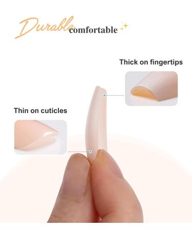 Morily Pink Ombre Coffin Fake Nails - UV Finish French Tip Glossy Medium False Stick On Nails for Women - 24Pcs in 12 Sizes - Buy Online on GoSupps.com
