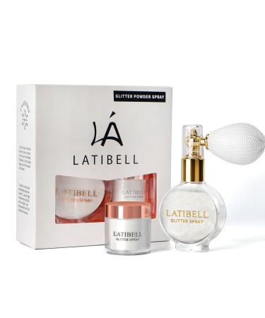LATIBELL Body Glitter Spray Pearl White Highlighter Powder for Hair and Body 0.35 oz