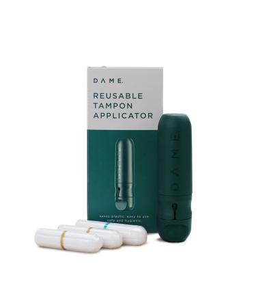 DAME Reusable Tampon Applicator | No Boiling Required Easy to Clean | Fits All Tampons | Reduce Plastic Waste | 3 Organic Cotton Tampons Included | Sustainable Period Care