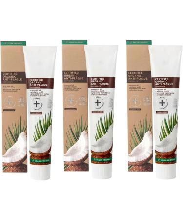 E and D Certified Organic Anti-Plaque Toothpaste with Coconut Oil 2.50 oz (Pack of 3 Total 7.50 oz)