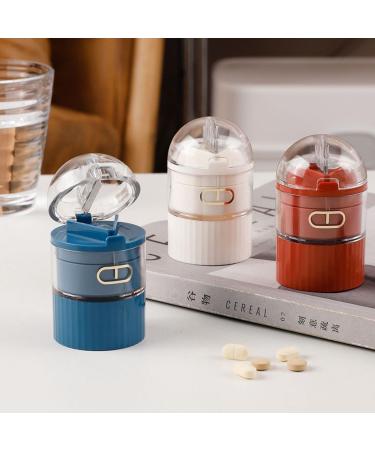 Multifunctional Pill Crusher & Grinder - Stainless Steel Blade - Crushes Vitamins Tablets & Medicines - Includes Removable Drinking Cup & Metal Vial - Red - Buy Online on GoSupps.com