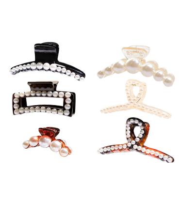 Buy Hayhoi 6Pcs Pearl Hair Clips - Non-Slip Acrylic French Design for Women & Girls - Elegant Styling Accessories in Black Brown & Transparent - Buy Online on GoSupps.com