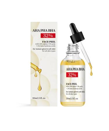 AHA BHA PHA 32% Liquid Exfoliant for Face High-Strength Multi-Acid Peel to Help Refine Skin Texture Enhance Radiance and Support a Smoother-Looking Complexion Suitable for All Skin Types 1 fl oz