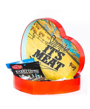 Grand Jerky Heart  Includes 13 Delicious Beef & Turkey Jerky Snacks With Flavors Like Whiskey Maple and Honey Bourbon  In A Delightfully Surprising Heart-Shaped Box