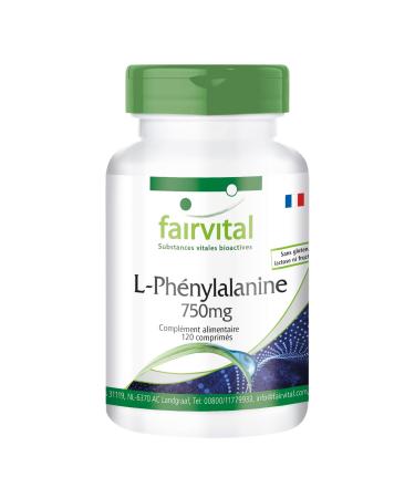 Fairvital | L-Phenylalanine 750mg - Box for 4 Months - VEGAN - Highly dosed - 120 Tablets - Essential animated acid