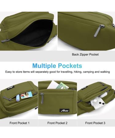 Retee Bellbag Waterproof Hip Pocket - 5 Pocket Breast Bag for Men & Women | Ideal for Outdoor Travel & Hiking (A-Green) - Buy Online on GoSupps.com