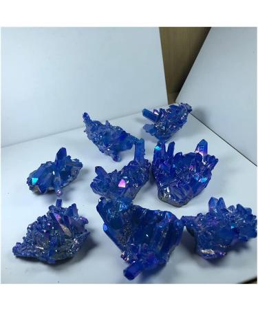 Crystal Rough Natural Crystal Rough Stone Crafts Crystal Cluster Specimen Blue Angel Aura Flower Natural Electroplating Gemstone Quartz Cluster (Size : 100-150g) - Buy Online on GoSupps.com