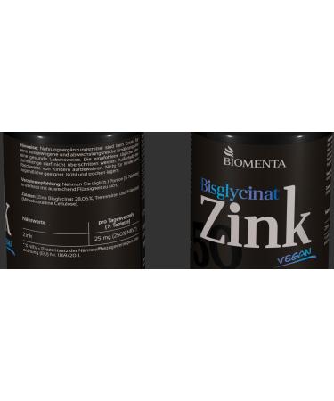 Biomenta Zinc 50 - 365 High-Dosed Zinc Tablets (50mg) - Vegan Zinc Glycinate - Premium Quality Divisible - Buy Online on GoSupps.com