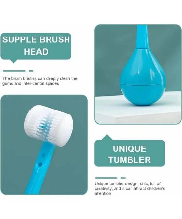 Children's Tumbler Three-Sided Toothbrush - Soft Silicone Cleaning Brush for Kids (Pink) | International Shipping Available - Buy Online on GoSupps.com
