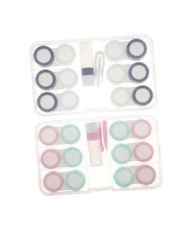Solustre Box with 2 sets of contact lens container cubes contact lens tweezers kit storage set for contact lens holder transparent plastic container plastic macaron organizer as shown 16x10cm