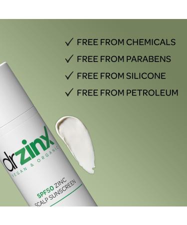 Dr ZinX Organic Zinc Scalp Mineral Sunscreen SPF50 with Hinokitiol - Best Sun Protection for All Skin Types - Buy Online on GoSupps.com