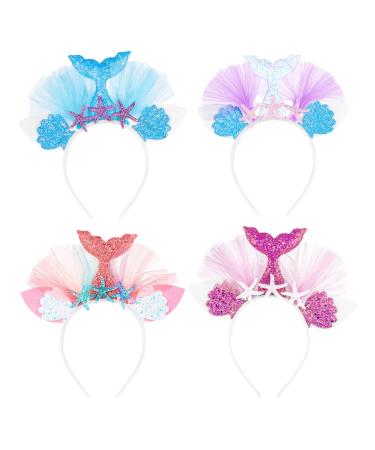 Headband mermaid headband with sequins headband hair accessory with ears for birthday birthday party headband pack of 4