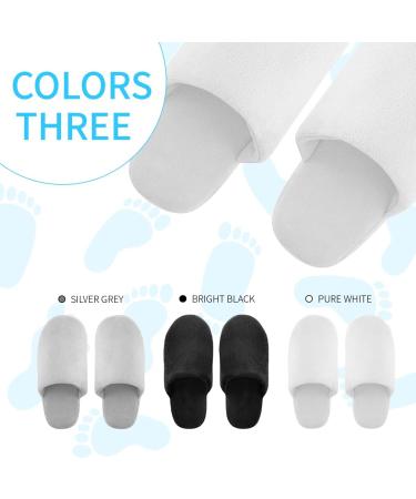 Luxury Spa Slippers Set - Cotton Memory Foam Non-slip Closed Toe - 3 Pairs in Black, Gray, White - Size 8-9 Women/7-8 Men - Buy Online on GoSupps.com