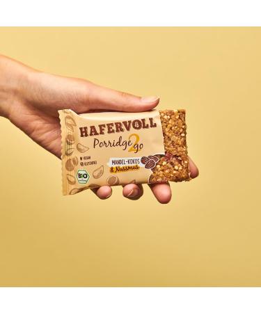 Hafer Porridge2go Mandel-Kokos & Nussmus | Vegan Organic Gluten-Free Snack | 13 x 55g Bars with Oats Dates & Quinoa Puffs - Buy Online on GoSupps.com