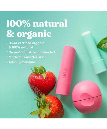 EOS 100% Natural & Organic Lip Balm Stick Variety Pack + Strawberry Sorbet | 5-Pack Variety Pack + Strawberry Sorbet 4 g (Pack of 3) - Buy Online on GoSupps.com