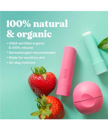 EOS 100% Natural & Organic Lip Balm- Strawberry Sorbet 0.25 oz (Pack of 2) | Dermatologist Recommended, All-Day Moisture, Sensitive Skin Care - Buy Online on GoSupps.com