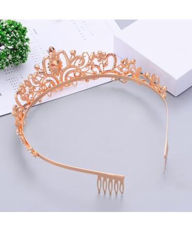 Elegant Rose Gold Wedding Tiara Crown - Crystal Rhinestone Bridal Princess Tiara with Comb for Wedding Prom & Birthday Parties - Buy Online on GoSupps.com