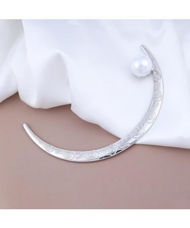 Aneneiceera Vintage Moon Hair Stick Pins Moon Pearl Hair Fork Metal Long Hair Pin Clips Silver Hair Bun Pearl Hair Holder Stick Minimalist Hair Accessories - Buy Online on GoSupps.com