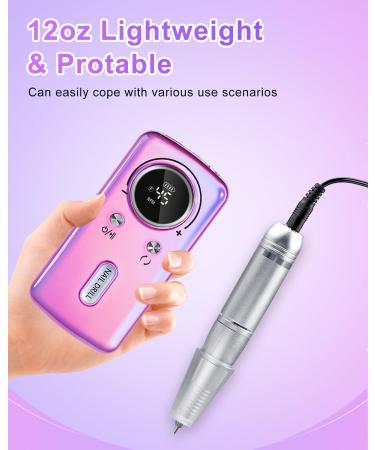 Professional Cordless Nail Drill - 45000 RPM Rechargeable Electric Nail File Kit for Acrylic & Gel Nails | Low Noise Portable Manicure & Pedicure Tool for Salon & Home Use - Buy Online on GoSupps.com