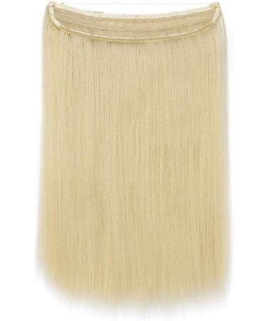 Hair Extensions no Clip Invisible Wire Adjustable Secret Rubber Band Hairpiece Real Natural Synthetic Fibre Hair 16 inch Straight Bleach Blonde - Buy Online on GoSupps.com