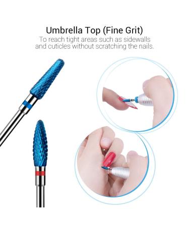 Melodysusie 7x Premium Wolframcarbid Hartmetall Bits Set for Professional Nail Care | Manicure & Pedicure Grinding Heads - Blue - Buy Online on GoSupps.com