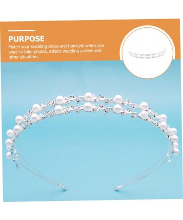 HONMEET Bride Wedding Headband Bridal Hair Accessories Headbands with Pearls Pearl Headbands for Women Silver Headband Bride Headband Headpiece for Bride Hair Ribbons Miss Abs Double Layer - Buy Online on GoSupps.com