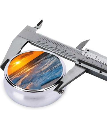 Beach Sunset Round Pill Box | 3 Compartment Portable Travel Medicine Organizer | Mini Decorative Vitamin Holder - Buy Online on GoSupps.com