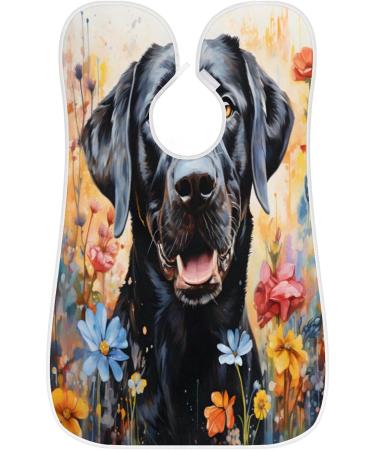Flower Black Dog Beard Bib Apron - Ultimate Beard Hair Catcher for Men | Ideal Father's Day Gifts Anniversary & Christmas for Dad & Husband - Buy Online on GoSupps.com