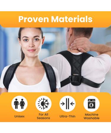 HALLWAY STORIES Back Brace Posture Corrector for Women and Men | Adjustable Upper Back Straightener & Shoulder Brace | Neck Pain Relief (25-50 ) - Buy Online on GoSupps.com