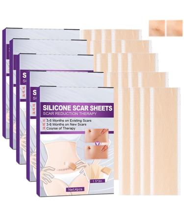 WZAD Silicone Scar Removal Sheets 4pcs/Box Surgical Scar Sticker Reusable Silicone Trauma Burn Scars Remove Patch for Skin Acne Repair Treatment Patches(4 * 7.5cm) (Color : 5pcs)