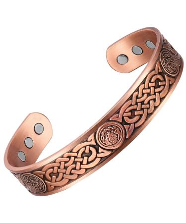 VicMAG copper magnet hardship for men for arthritis-pain relief therapy argument straps Massive pure copper cuff bracelet adjustable size with gift box (copper Celtic knot 2) - Buy Online on GoSupps.com